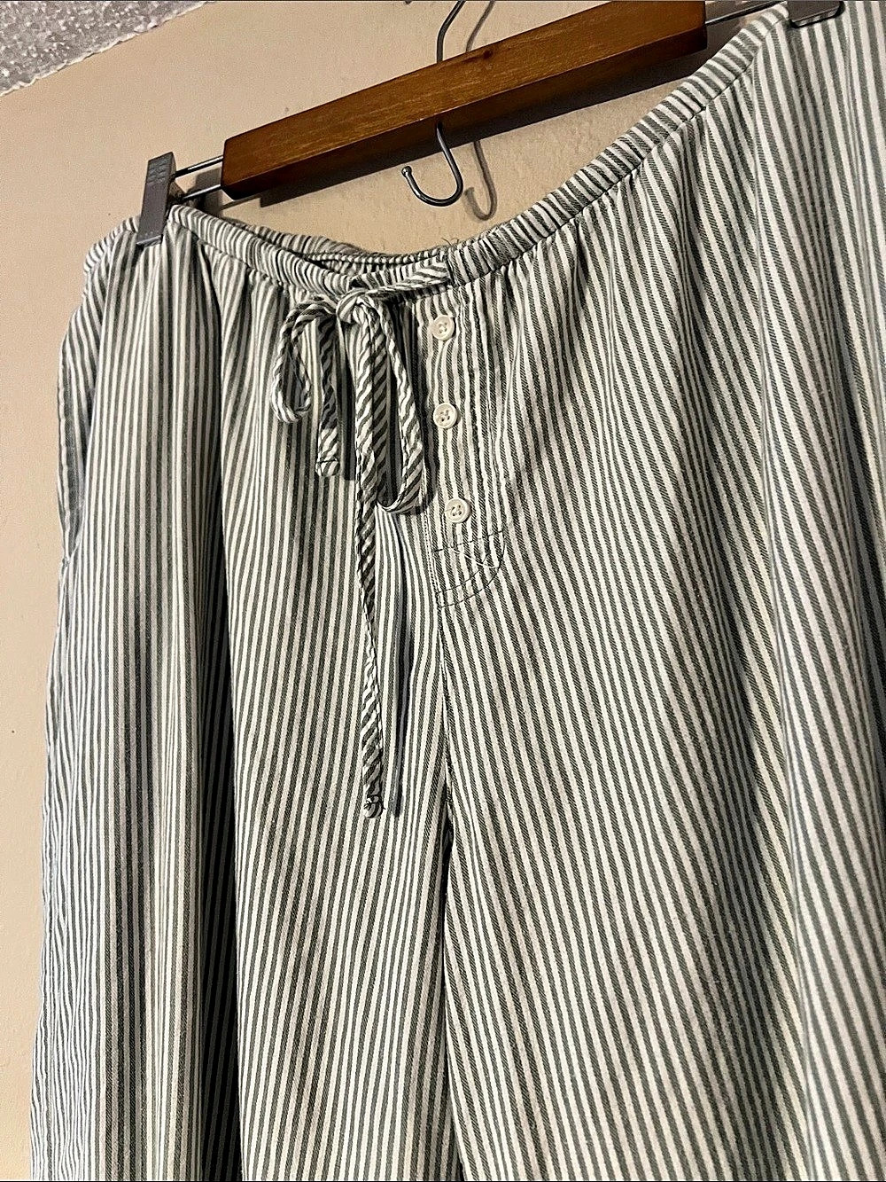Wild Fable Striped Cotton Pants in Green & White Size Medium